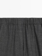 100% wool wide-leg textured trousers