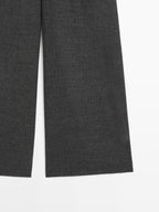 100% wool wide-leg textured trousers