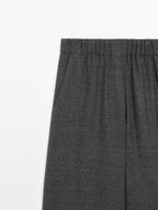 100% wool wide-leg textured trousers