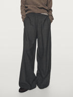 100% wool wide-leg textured trousers