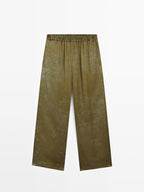 Printed flowing wide-leg trousers