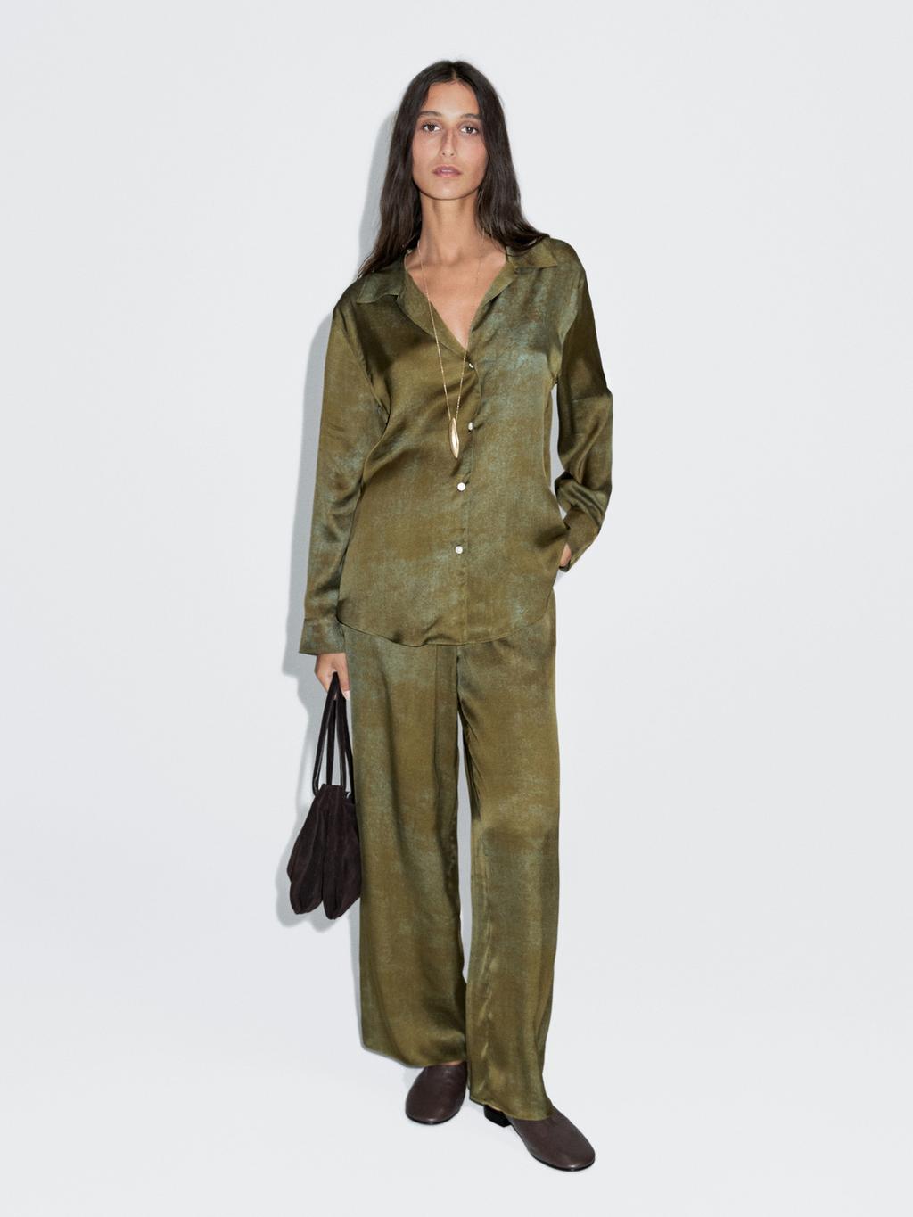 Printed flowing wide-leg trousers