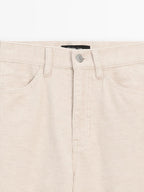 High-waist straight-leg corduroy trousers