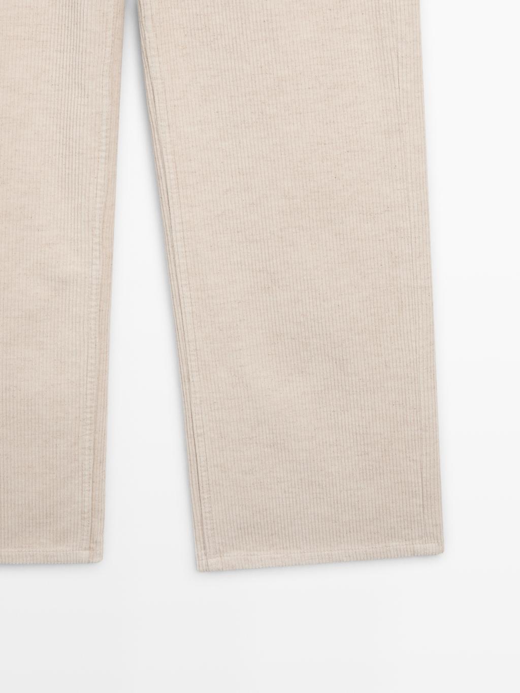 High-waist straight-leg corduroy trousers