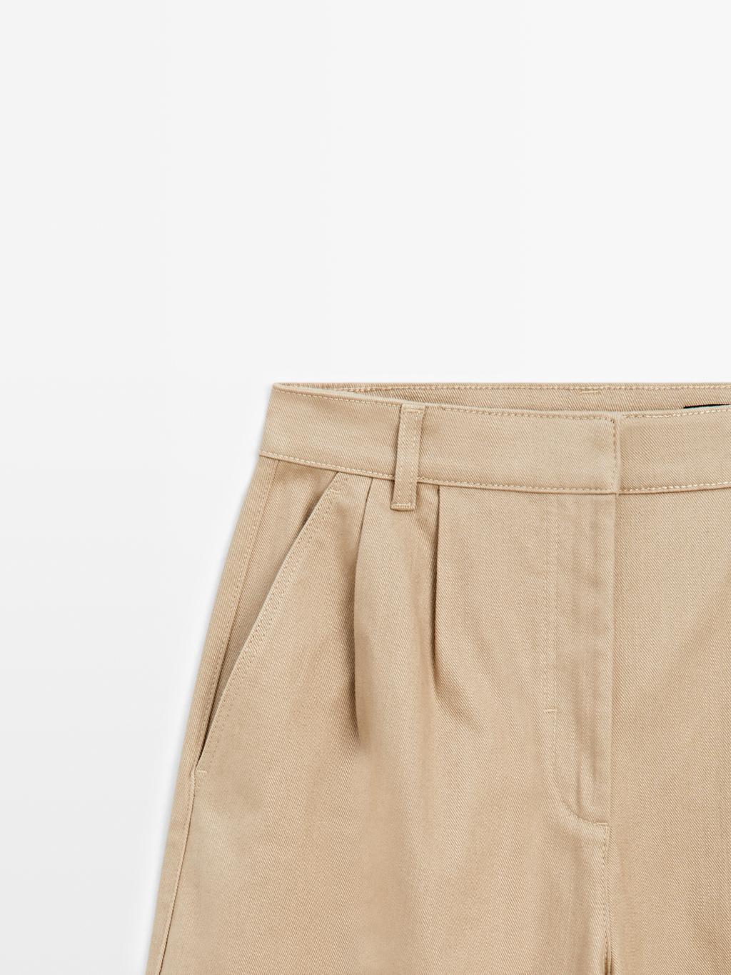 Wide-leg darted trousers