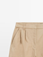 Wide-leg darted trousers