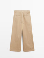 Wide-leg darted trousers