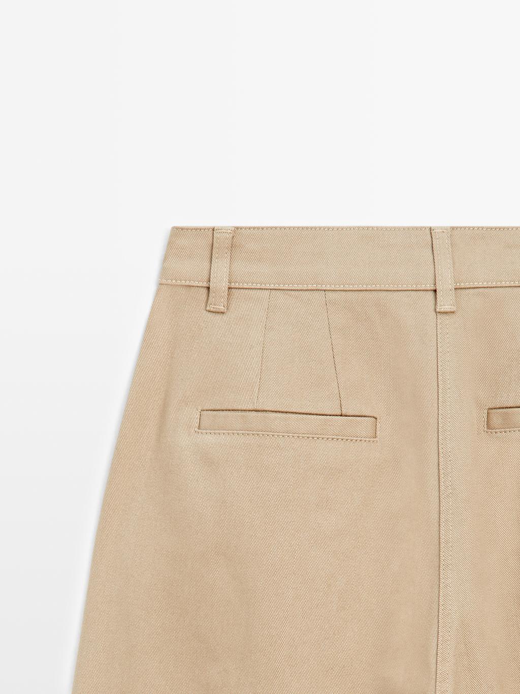 Wide-leg darted trousers