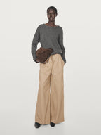 Wide-leg darted trousers