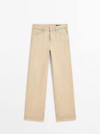 Mid-rise wide-leg cotton jeans