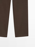 Straight-leg cotton blend trousers