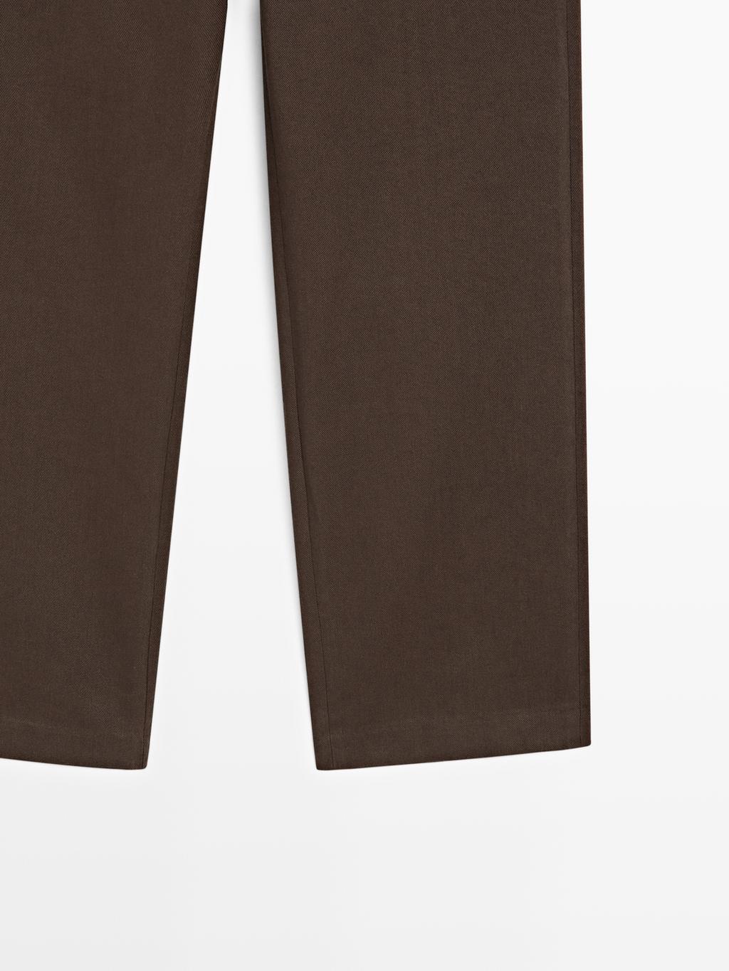 Straight-leg cotton blend trousers