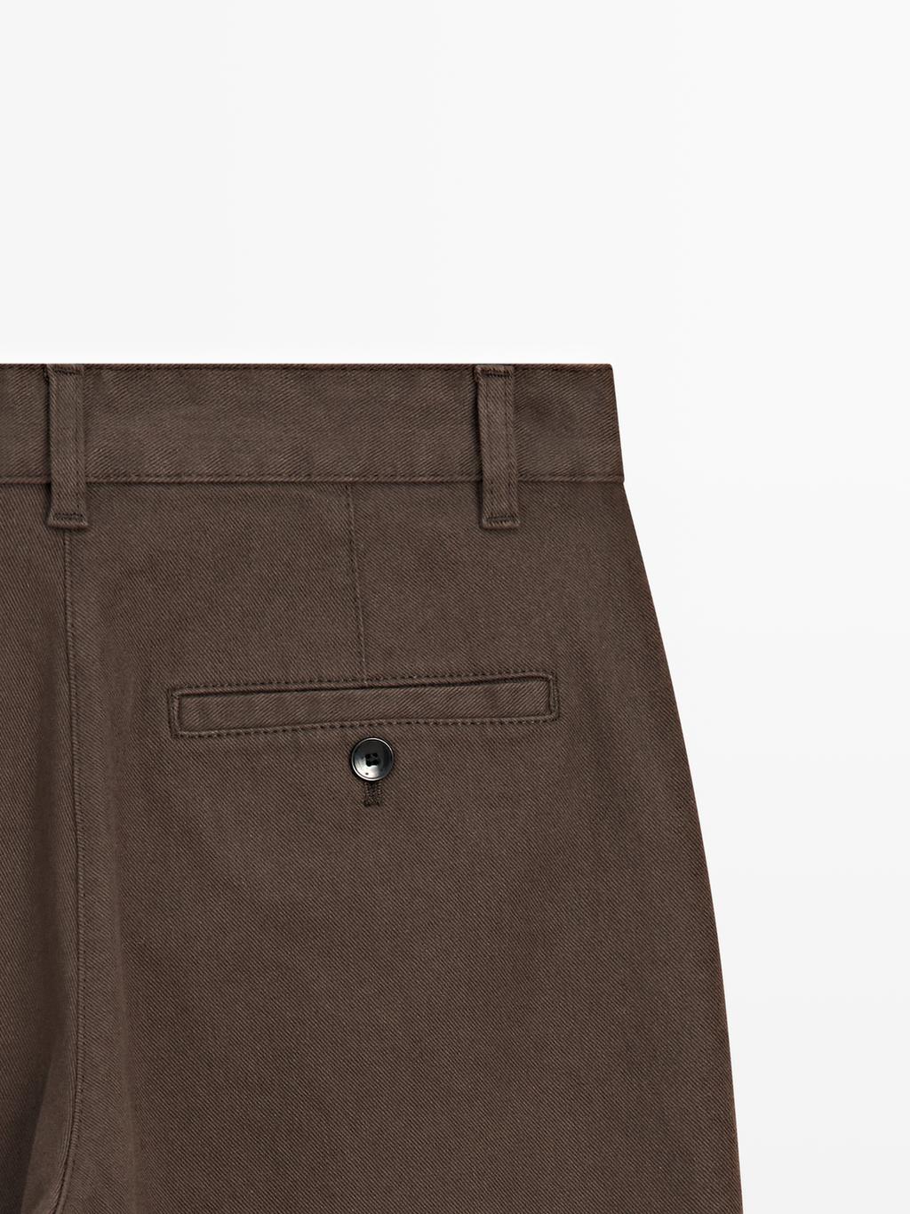 Straight-leg cotton blend trousers