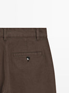 Straight-leg cotton blend trousers