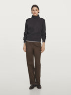 Straight-leg cotton blend trousers