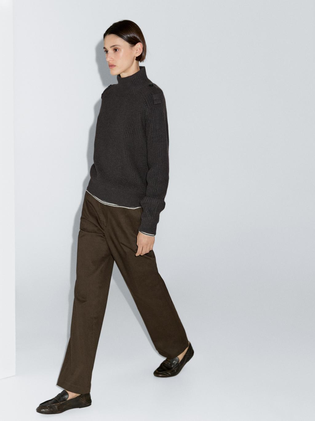 Straight-leg cotton blend trousers