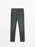 Mid-rise cropped slim fit jeans