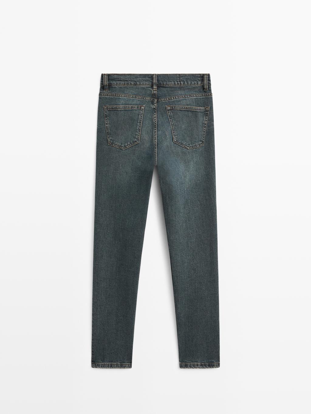 Mid-rise cropped slim fit jeans