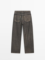 Straight-leg high-waist jeans