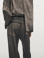 Straight-leg high-waist jeans