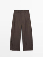 100% wool barrel fit trousers
