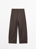 100% wool barrel fit trousers