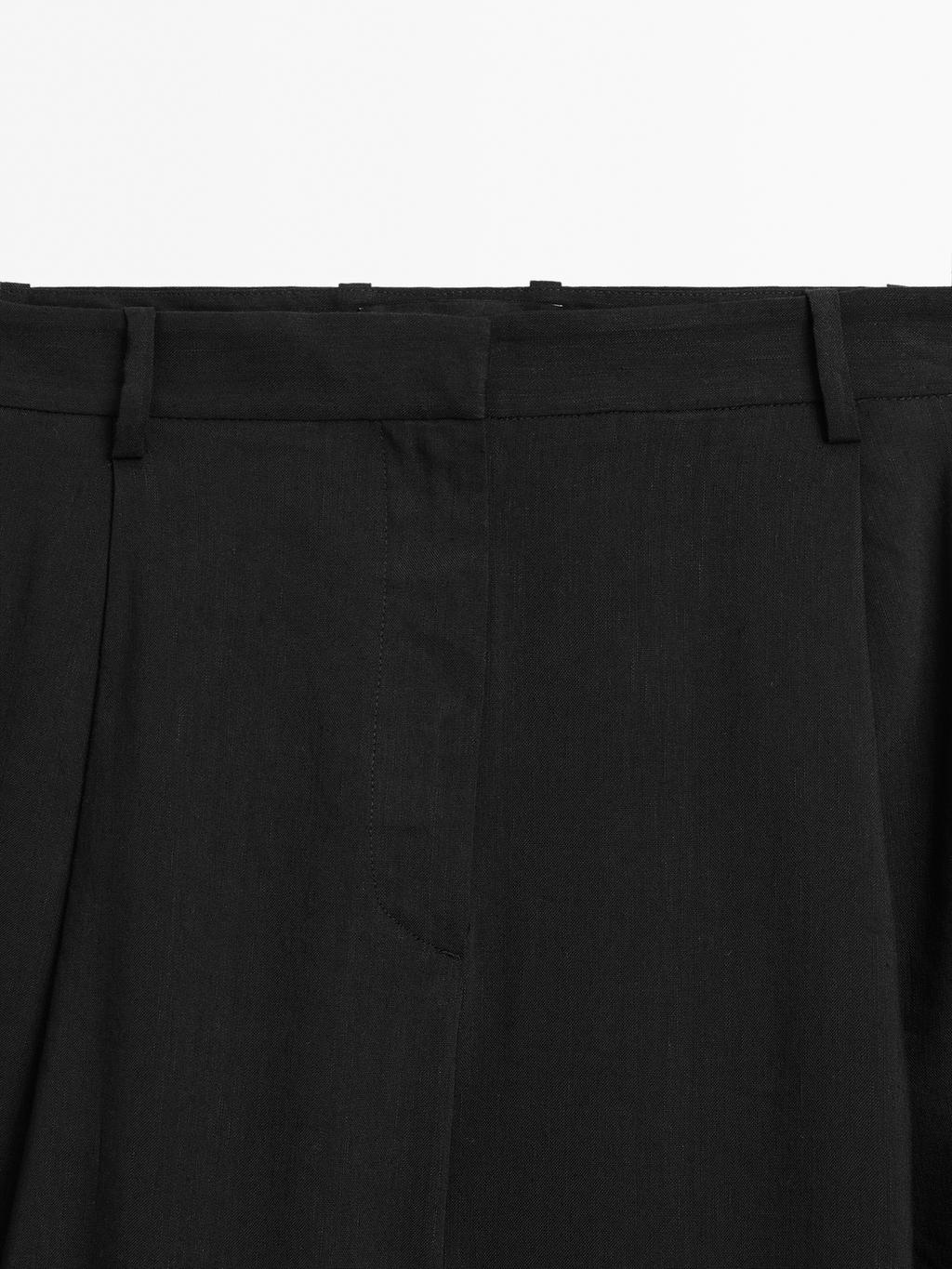 Flowing linen blend trousers with darts