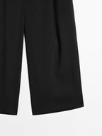 Flowing linen blend trousers with darts