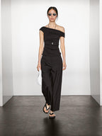 Flowing linen blend trousers with darts