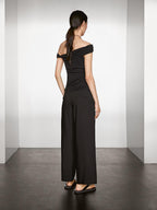 Flowing linen blend trousers with darts