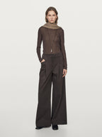 Wide-leg pleated trousers