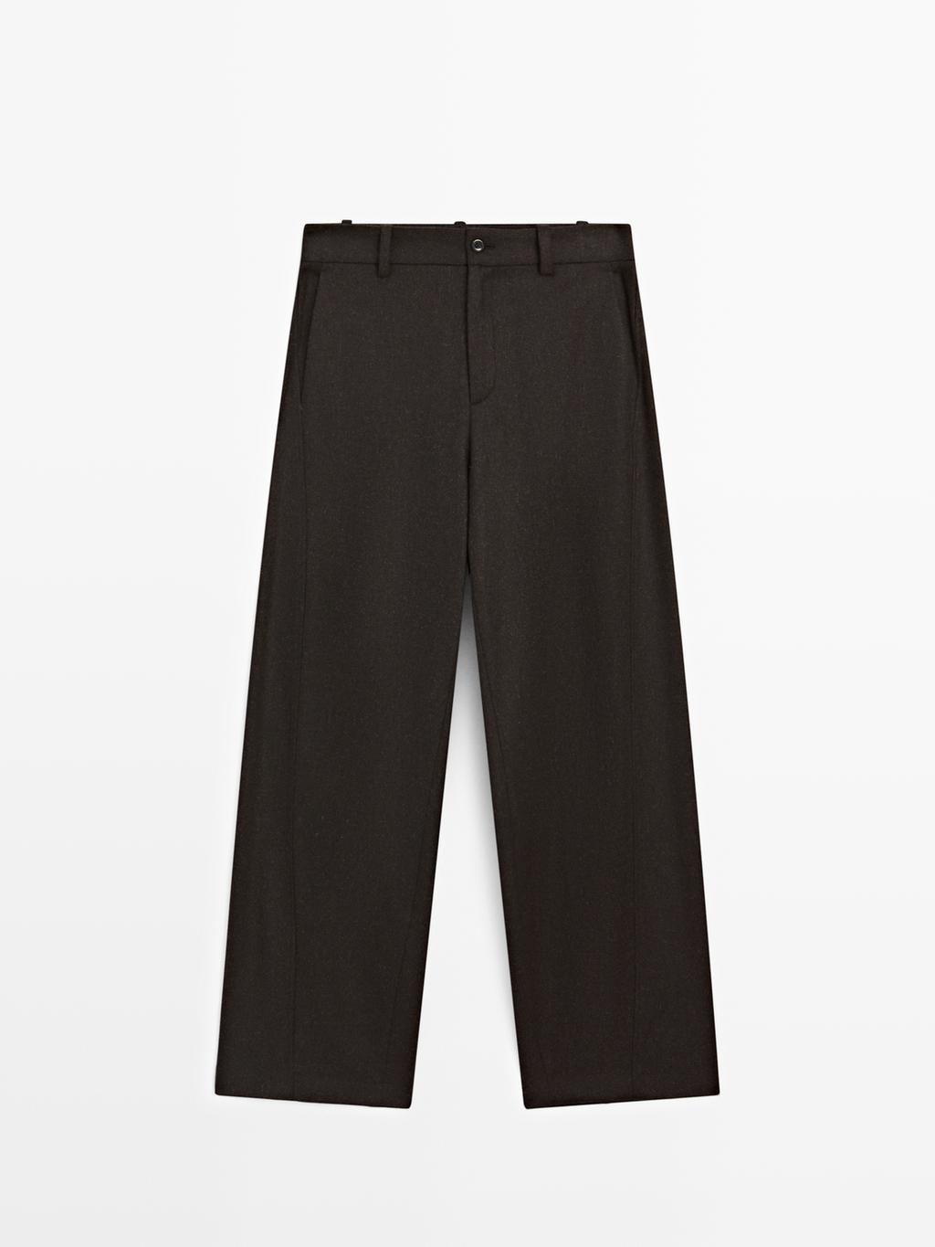 Wool blend flannel trousers