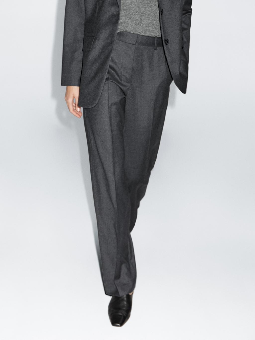 100% wool flannel suit trousers