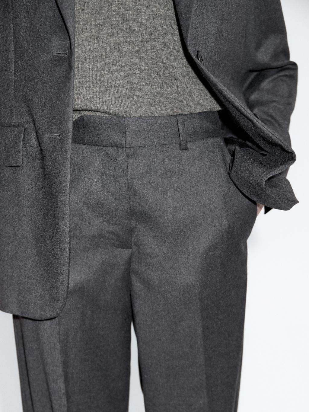 100% wool flannel suit trousers