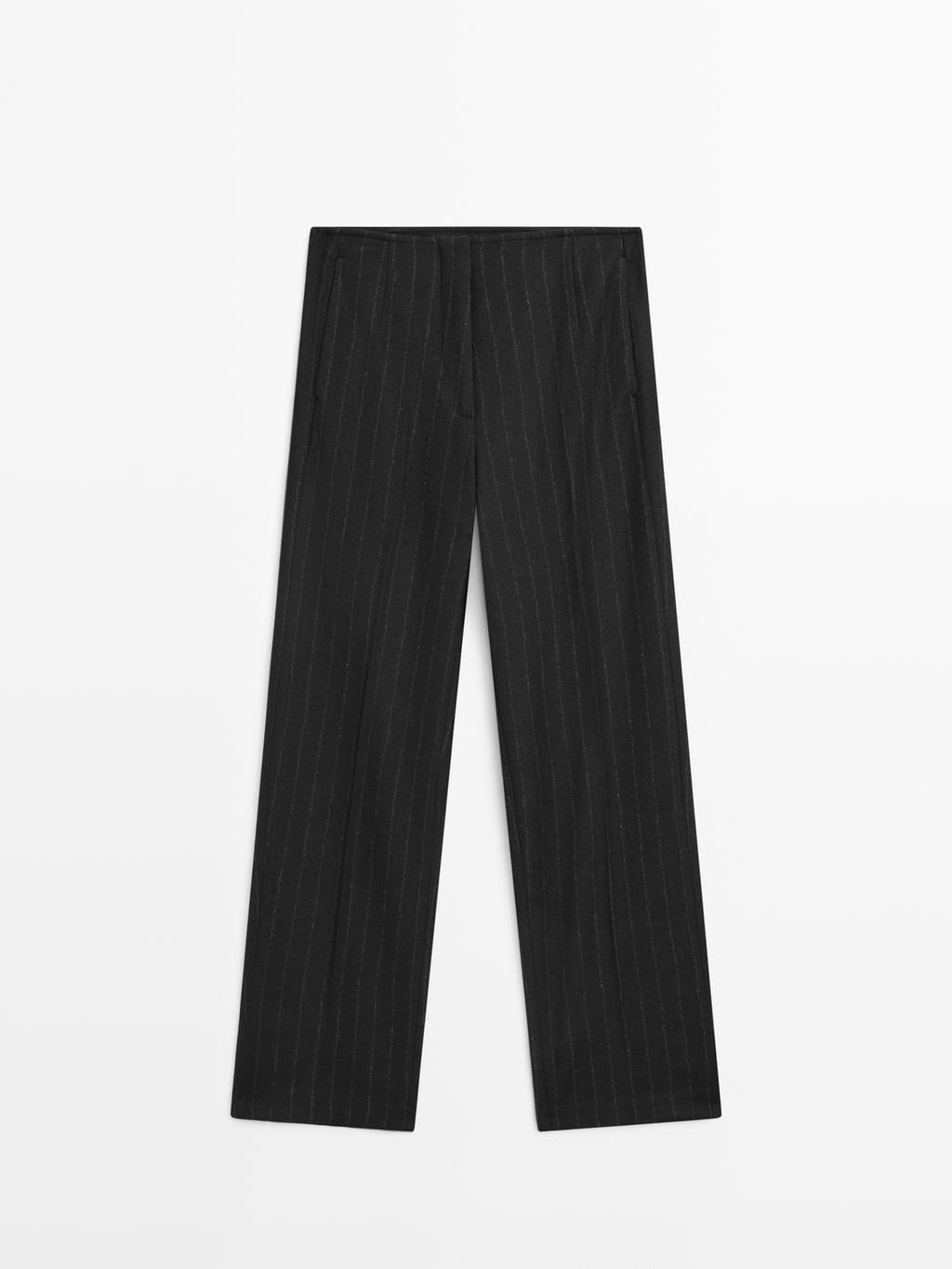 Straight-leg pinstripe trousers