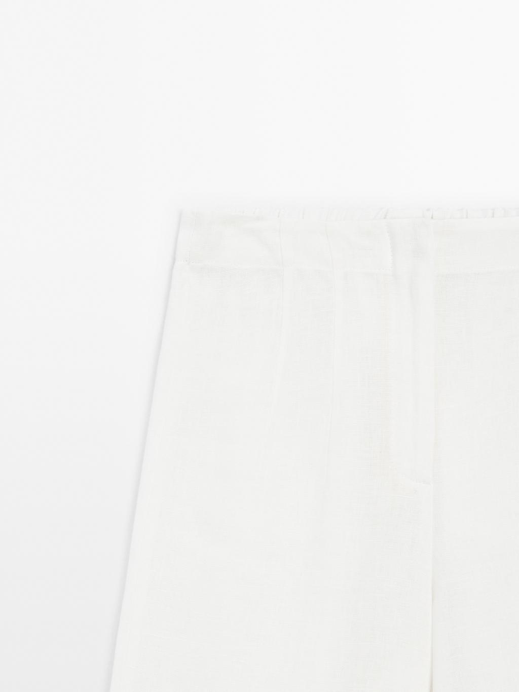 100% linen trousers with frayed detail