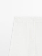 100% linen trousers with frayed detail