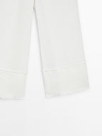 100% linen trousers with frayed detail