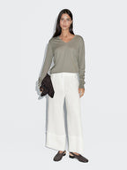 100% linen trousers with frayed detail