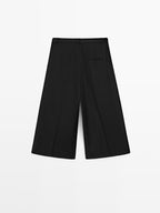 Long flannel Bermuda shorts with darts