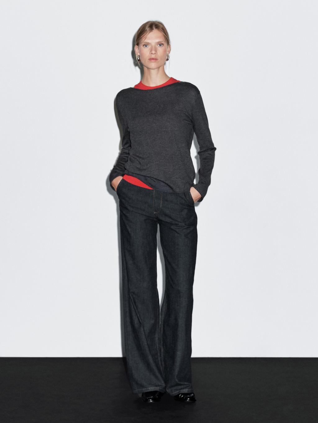 High-waist loose straight-leg jeans