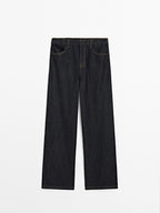 100% cotton mid-rise wide-leg jeans
