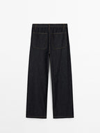 100% cotton mid-rise wide-leg jeans