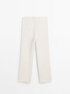 Straight fit flowing linen blend trousers