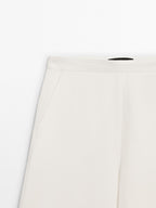 Straight fit flowing linen blend trousers