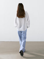 Flowing striped linen blend blouse