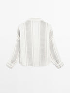 Flowing striped linen blend blouse