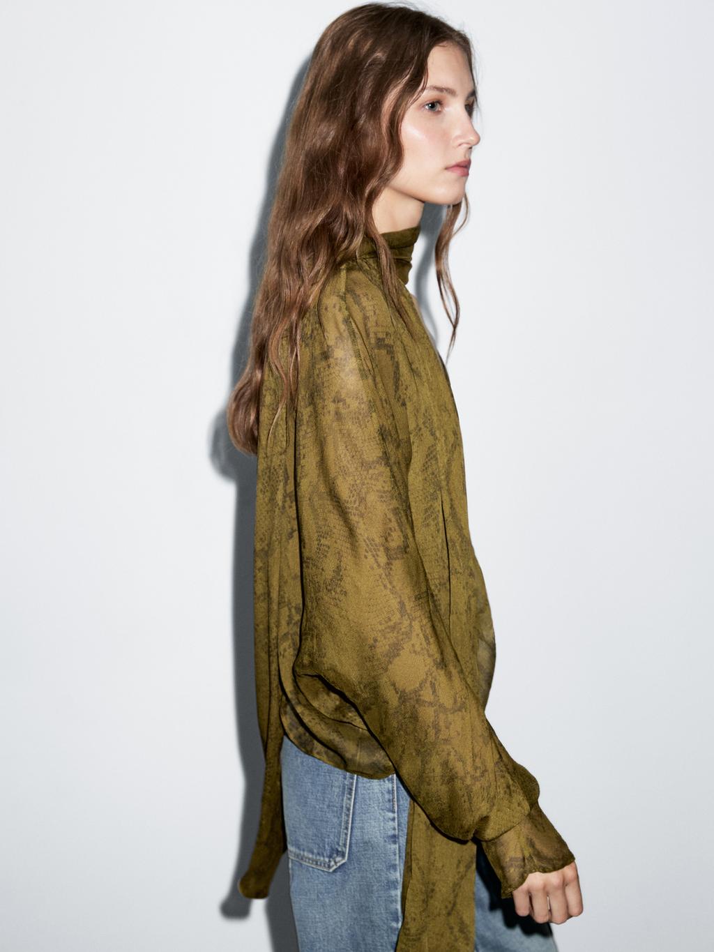 Flowing animal print blouse