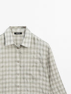 Flowing 100% cupro check shirt