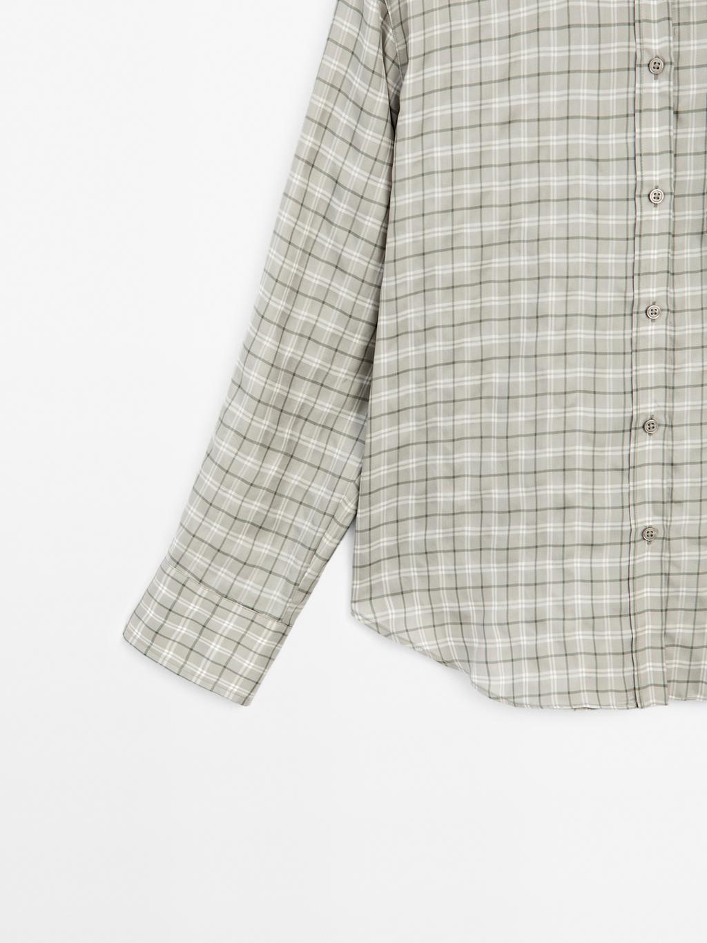 Flowing 100% cupro check shirt